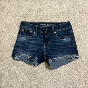 american eagle dark wash jean shorts